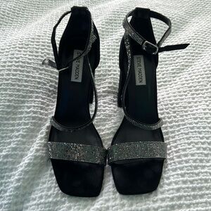 Steve Madden High Heel Black Sandals with Rhinestones Womens Size 10